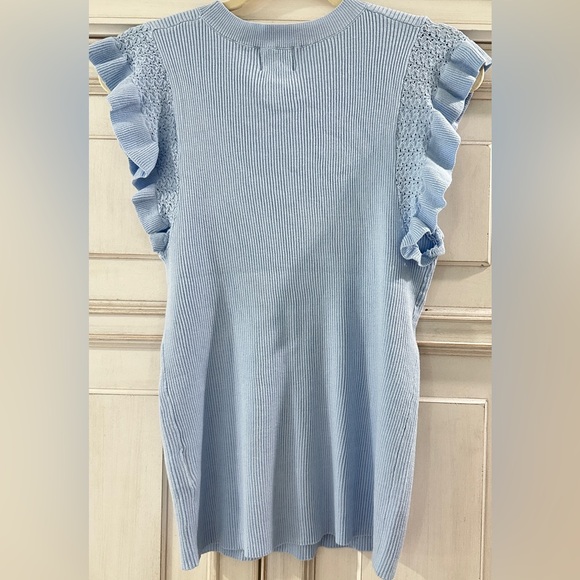 NWT SZ XL Muse Light Blue Ruffle Sleeve Top Knit - Picture 7 of 10